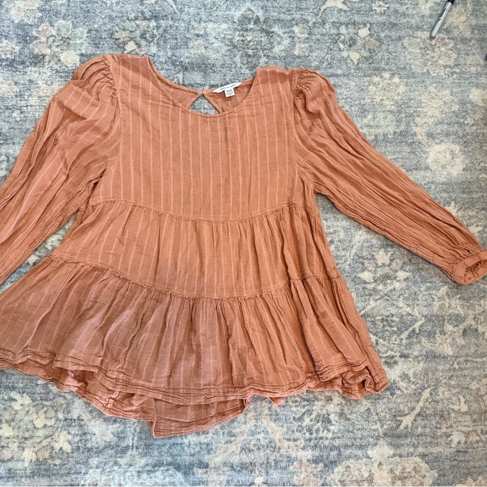 American Eagle Outfitters Orange Ruffled Blouse